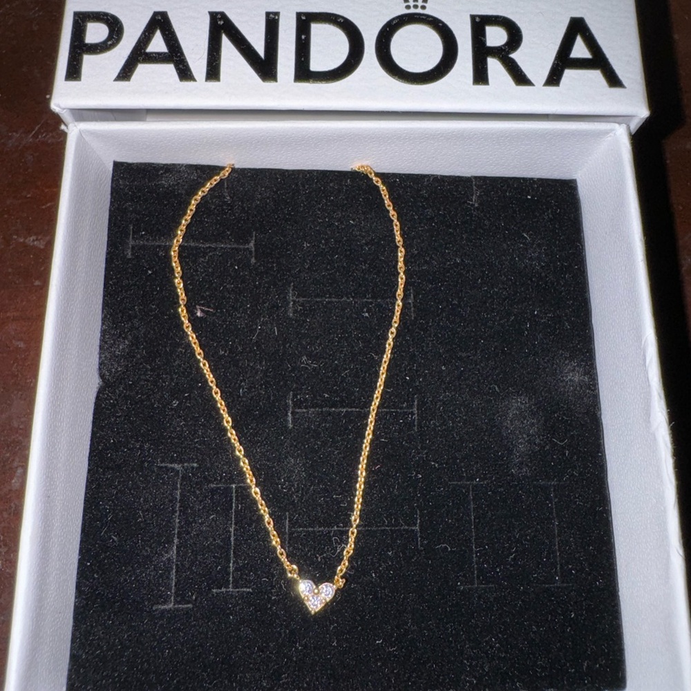 Pandora Triple Stone Heart Collier Necklace